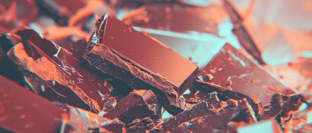 Brown chocolate bars with a rich texture melting beautifully in a delightful arrangementの素材