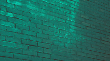 Green neon pattern on painted brick wall texture for modern designの素材