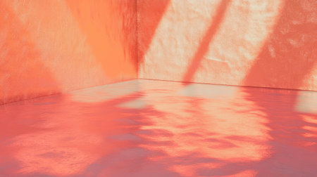 Metallic rose gold wall texture with warm sheen for elegant designsの素材