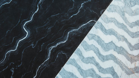 Contrasting patterns of grey birch and light grey bardiglio marble for interior designの素材