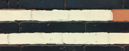 Rustic brick wall texture with horizontal thick stripes for background or designの素材