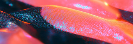 Shiny PVC texture with bright neon accents creates a vibrant visual experienceの素材