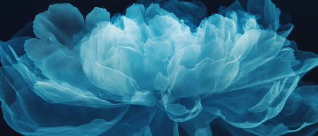 X-ray visualization of peony bloom showcasing layered petals and exquisite eleganceの素材