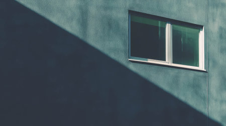 Minimalist architecture with deep black wall and window shadow contrastの素材