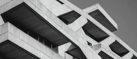 Abstract architectural details showcasing geometric patterns on modern facades