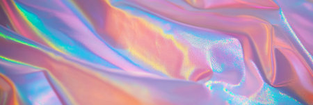 Iridescent fabric with shimmering wavy lines in a textured surfaceの素材
