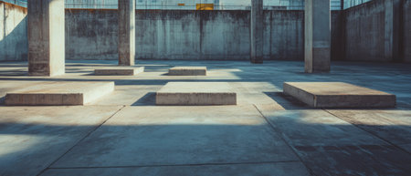 Concrete foundation with rough edges showcases industrial design and construction techniquesの素材