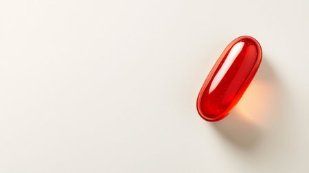 Fish oil capsule with sunlight reflection for health and wellness promotionの素材