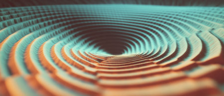 Abstract representation of sound waves creating a rhythmic visual patternの素材