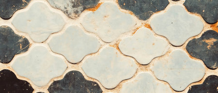 Elegant quatrefoil pattern in classic wallpaper design with delicate coloration and textureの素材