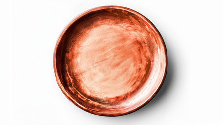 Realistic empty round clay plate on white background for design or decorationの素材