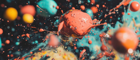 Colorful paint splatter overlay texture for creative design projectsの素材