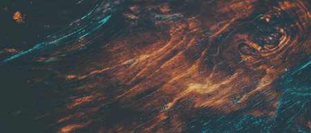 Rich dark wood grain texture creates a warm and inviting atmosphere in a natural settingの素材