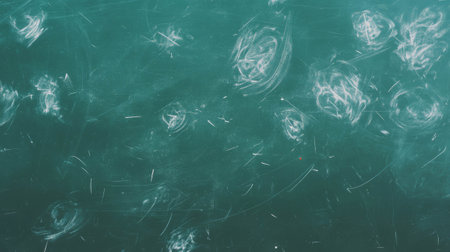 Abstract green chalkboard texture with white chalk scribbles for background designの素材