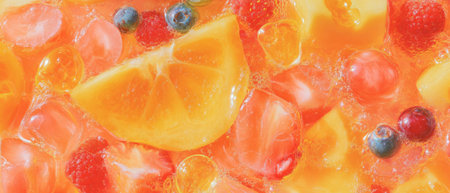 Refreshing summer fruit salad bursting with berries and citrus flavorsの素材