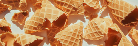 Light brown cone wafers feature large irregular shapes and a crumbly textureの素材
