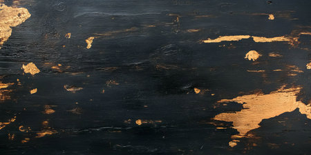 Dark metallic gold wall texture featuring grainy and grunge elements in a textured finishの素材