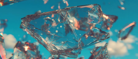 Hyper-realistic shattered glass texture with vivid colors and cinematic angleの素材