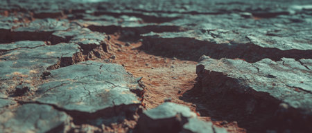 Hyper-realistic cracked earth texture with vivid colors and soft lightingの素材