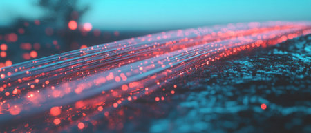 Glowing fiber optic cables create a vivid backdrop with cinematic lighting and detailの素材