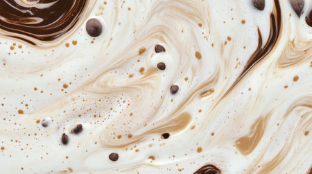 Creamy chocolate swirl with milk chocolate chips textureの素材