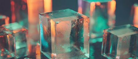 Colorful abstract crystal-like shapes creating a vibrant and dynamic backgroundの素材