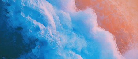 Majestic frozen waterfall showcasing stunning ice formations in vibrant blue huesの写真素材