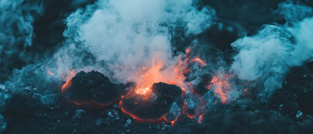 Background texture featuring vibrant fire elements against a deep black backdropの素材