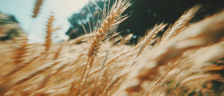 Cinematic top view of golden wheat fields during harvest with vibrant contrast colors