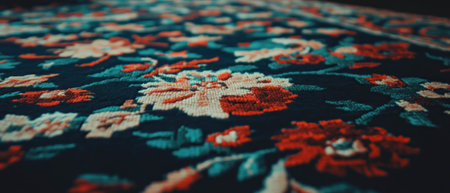 Cinematic pattern texture of a rich tapestry design with vibrant floral motifsの写真素材