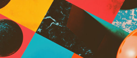 Cinematic pattern texture showcasing colorful geometric shapes and vibrant contrastsの写真素材