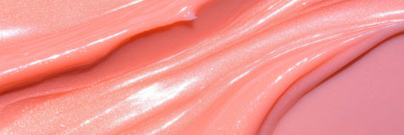 Glossy pink gel texture with viscous flow and shiny reflectionsの素材