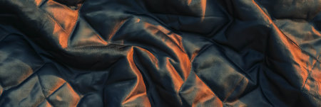 Textured quilted nylon fabric showcasing brushed bronze and volcanic rock detailsの素材