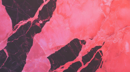 Glossy coral pink marble texture with dark brown veins for interior design and decorationの素材