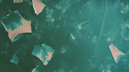 Vintage textured green surface with worn edges and peeling paint for creative designsの素材