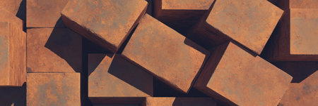 Warm textured interlocking rectangles create a natural look for design applicationsの素材