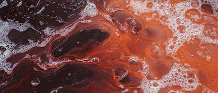 Seamless pattern texture of liquid bromine showing reddish-brown hues and bubbling activityの素材