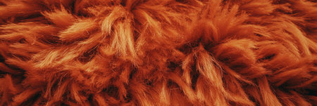 Rust brown dense shag carpet with thick twisted pile illuminated by bright lightの素材