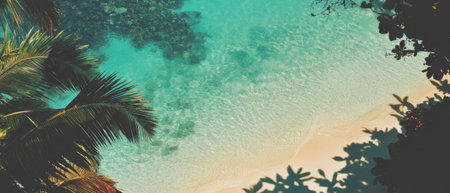 Tropical beach with white sand and turquoise water provides a serene getaway for relaxationの素材