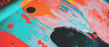 Colorful abstract patterns on decorative wrapping paper create a vibrant visual appealの素材