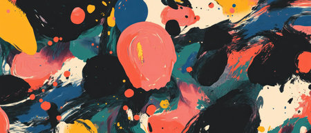 Vibrant abstract watercolor background with dynamic patterns and bold colors for creative designの素材