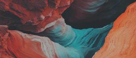 Dramatic canyon walls showcase vibrant colors in seamless top view patternの写真素材