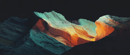 Dramatic canyon shadows cast cinematic patterns in stunning texturesの写真素材