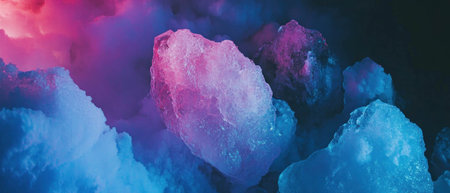 Stunning aerial view of vibrant ice formations in a majestic glacier landscapeの素材