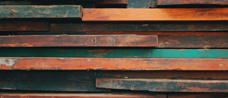 Reclaimed wood planks showcasing rustic charm and natural textures in earthy tonesの素材