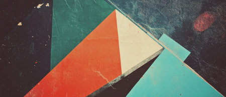 Abstract geometric shapes overlay texture in vibrant colors for creative design projectsの素材