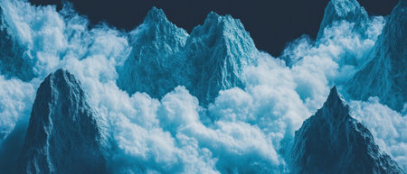 Cinematic pattern of snowy mountain peaks viewed from above, showcasing a seamless designの写真素材