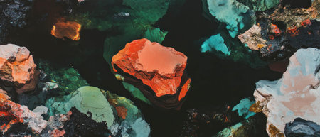 Abstract representation of natures elements highlighting vibrant colors and texturesの素材