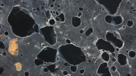 Charcoal textured black wall with rough grain patterns for creative designの素材