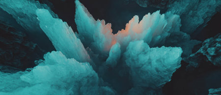 Stunning top view of vibrant ice formations in a glacier landscapeの素材